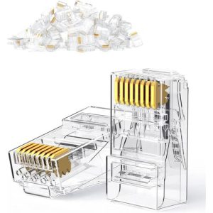 CAT6 UTP RJ45 Connector Plug 100 Pcs | Gold-Plated 8P8C Crimp Plug for LAN Network Cable — Rs 600