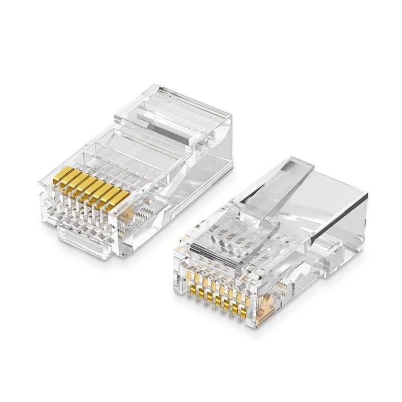 CAT6 UTP RJ45 Connector Plug 100 Pcs Gold-Plated 8P8C Crimp Plug for LAN Network Cable